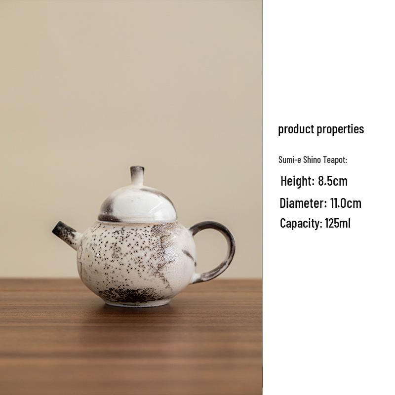 Fan Yi Zhiye Ink Wash Teapot: Retro Wood-Fired Ceramic Kung Fu Tea Set Shino Ink Wash Teapot
