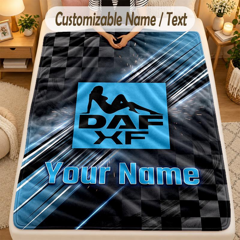 Flannel BlanketDAF Custom Name Text Personalized Soft Warm Throw Blanket Home Decor Gift