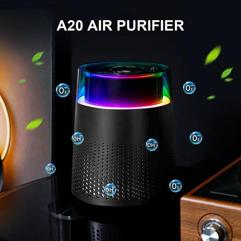 Portable Mini Air Purifier with HEPA Filter and Negative Ion Technology Low Noise Ideal for Home Automotive and Travel Use