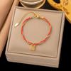18K Gold Plated 316L Fashionable Titanium Steel Bracelets Waterproof Heart Roman Numerals Queen's Chain Link Bangles