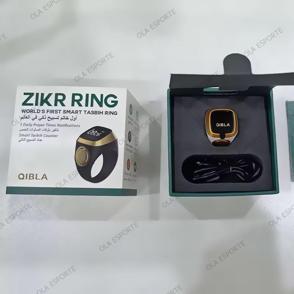 Qibla Smart Zikr Ring Praise Tasbih Tally Electronic Digital Counter for Muslims Prayer Time Vibration Reminder Waterproof
