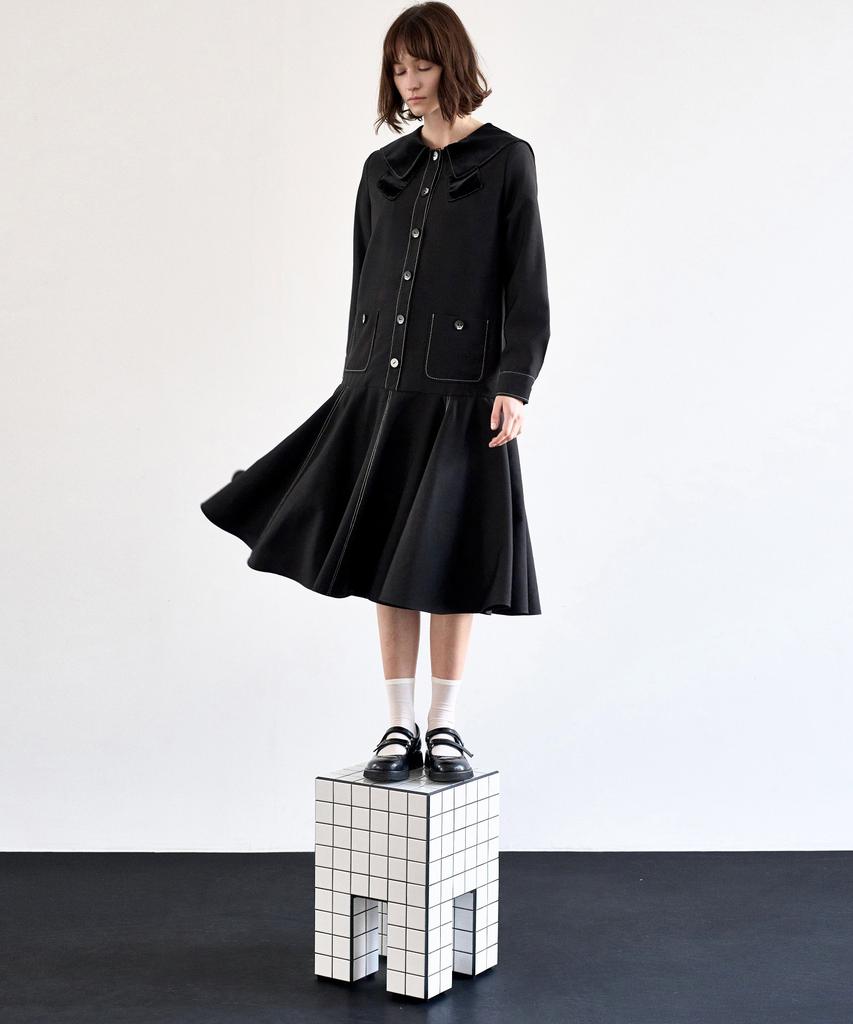 Mite Sailor Collor Flare Dress_Bk
