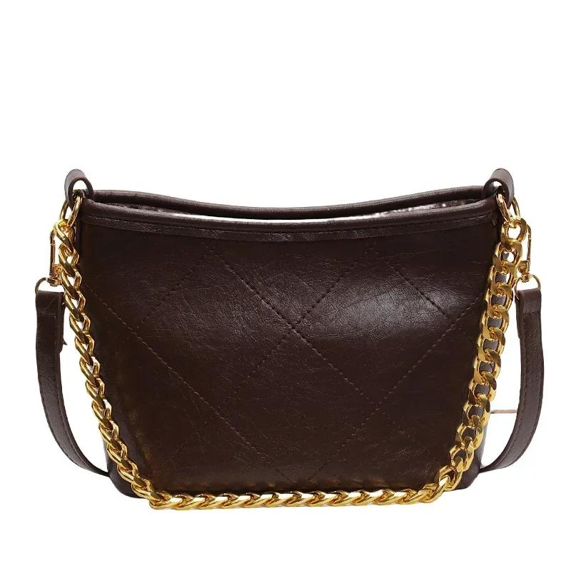 Premium Soft Leather  Bucket Bag Autumn Fashion Chain Versatile Single Shoulder Light Practical Bag