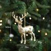 Christmas Ornaments Plastic Glitter Gold Snowflake/Reindeer/Angel Hanging Ornaments for Xmas Tree Winter Decoration