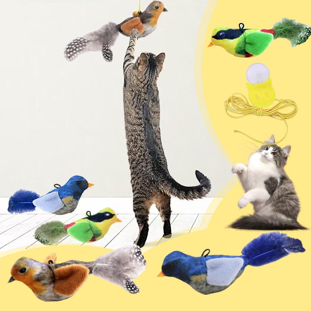 Physical Mechanical Sound Simulation Bird Bite Resistant Cat Toy Elasticity Chirp Igh Chirp Hig J0B3