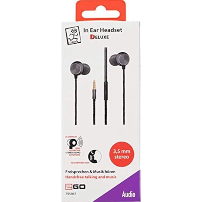 Écouteurs Intra-Auriculaires - 2GO - Modèle 795967 - Noir/Anthracite - Prise Jack 3,5 Mm - Taille S