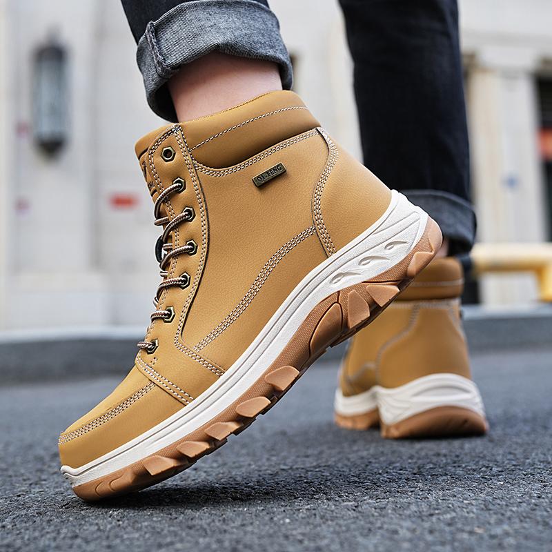 Men's Plus Size Fashionable High Top Outdoor Leisure Hiking Shoes Hiking Shoes with Plush Insulation Cotton Shoes Snow Boots
