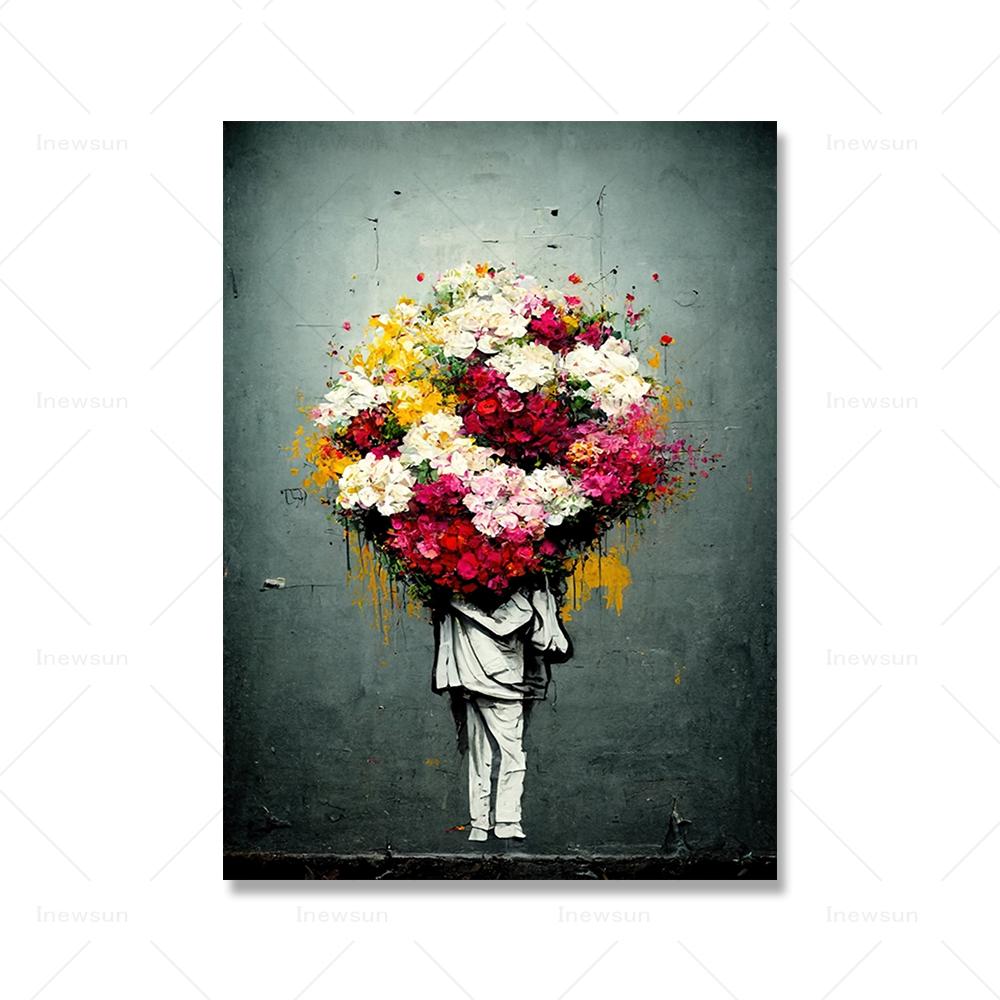 Banksy Street Graffiti Decorative Canvas Painting Smartphone Girl Art Poster Abstract Figure Mural Room Wall Decoration Prints