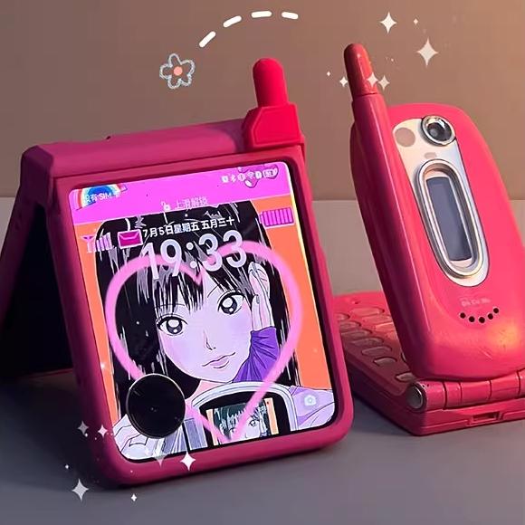 Korean Cute Mobile Phone Model Case For Samsung Galaxy Z Flip 7 Flip 6/5 Lovely Girl Cover For Motorola Razr 60 Razr 50 40 Ultra