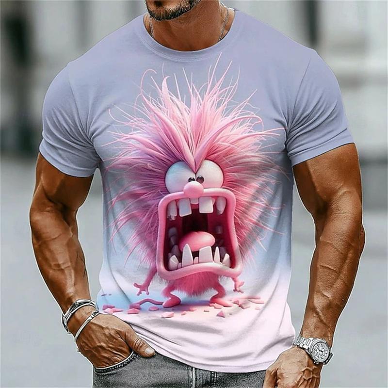 Men s T-Shirt cartoon Lion tiger crocodile Animal Printed Pattern Outdoor Short Sleeve t shirt Loose Oversized y2k men tops new XXS