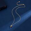 PANJBJ S925 Sterling Silver Korean Personality Glossy Cross Necklace Ladies Simple And Versatile Pendant Chain NecklacePANJBJ