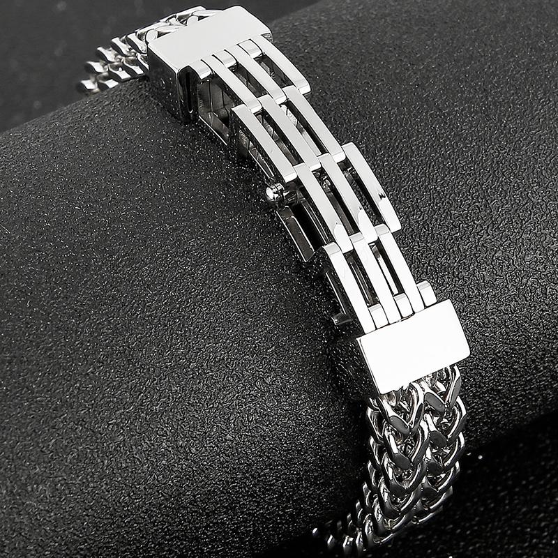 Gold Color Stainless Steel Bracelet Men 11MM Link Chain Men's On Hand Bands Bracelets Male Jewellery Iron Mannen Armband
