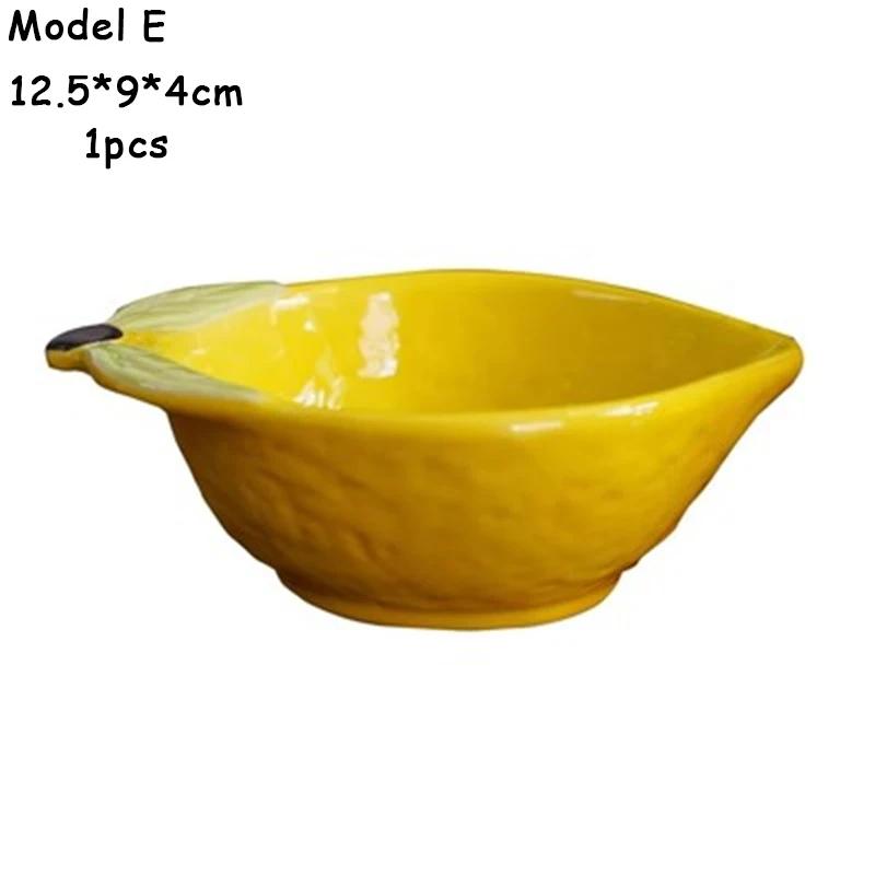 Lemon Shaped Ceramic Plate for Dessert, Fruit Tray, Afternoon Tea Kettle, Milk Mug, European Dinnerware, Colored Underglaze