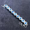 Natural Turquoise Gemstone Handmade 925 Sterling Silver Bracelet 7-8" W8z33