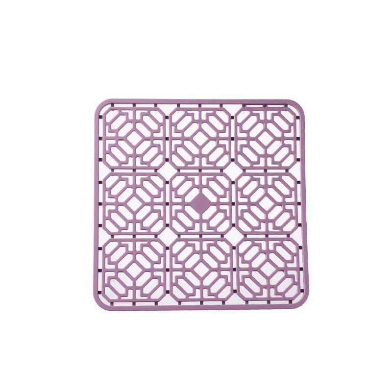 Silicone Hollow Drainage Heat Insulation Mat Square Sink Mat for Kitchen Sink Bottom Anti-scratch Anti-drop