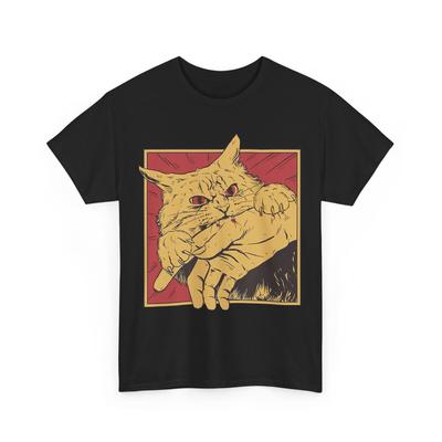 Cat T-Shirt Mens Womens Tees Top, Anime Cat Japanese Anime Lovers Cat Bite Shirt