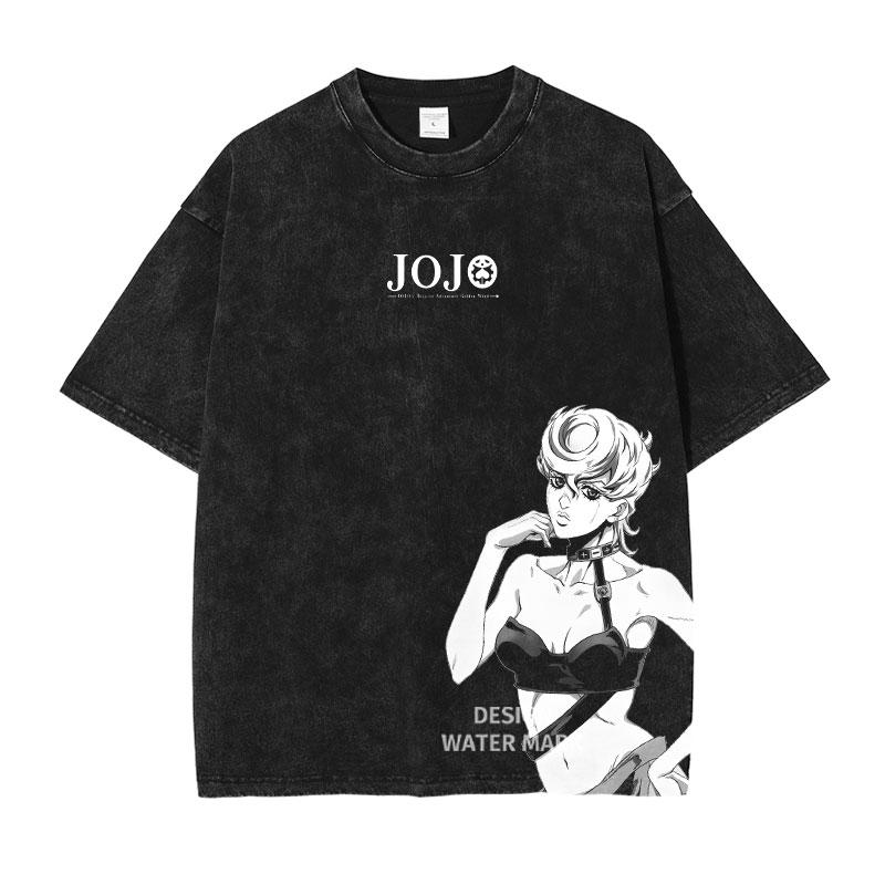 JoJo's Bizarre Adventure Manga T-shirt Anime Graphic Print T Shirt Men Women Clothing Short Sleeve Tees Washed Oversized Tshirt