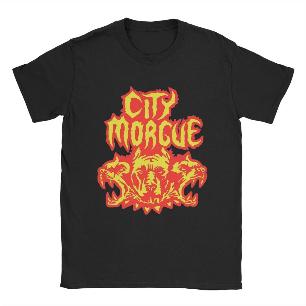 

Мужские футболки Three Head Dog City Morgue Amazing Cotton Tee Shirt Футболки с коротким рукавом с круглым воротником для вечеринок S чёрный
