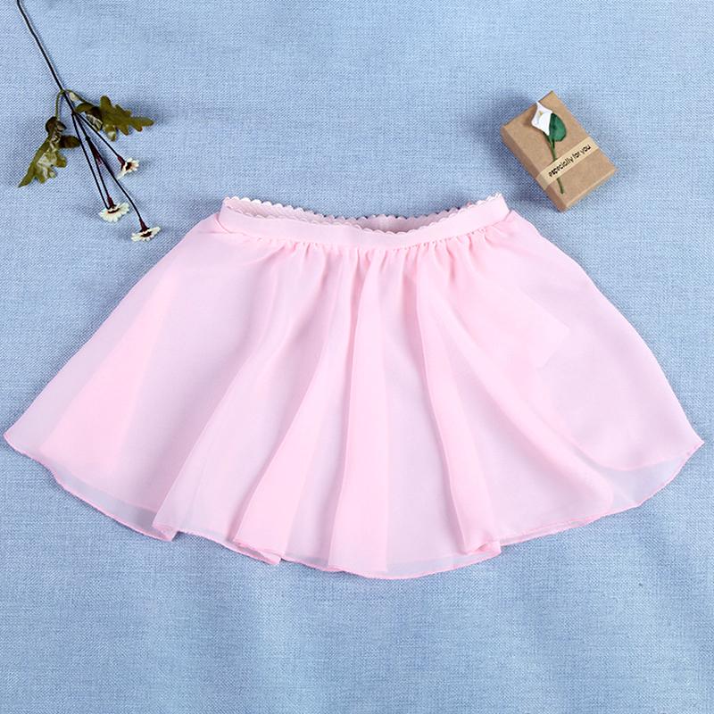 

1Pc Dancewear Elegant Chiffon Kids Flared Skirt Mini Ballet Dance Girls Solid Color M розовый