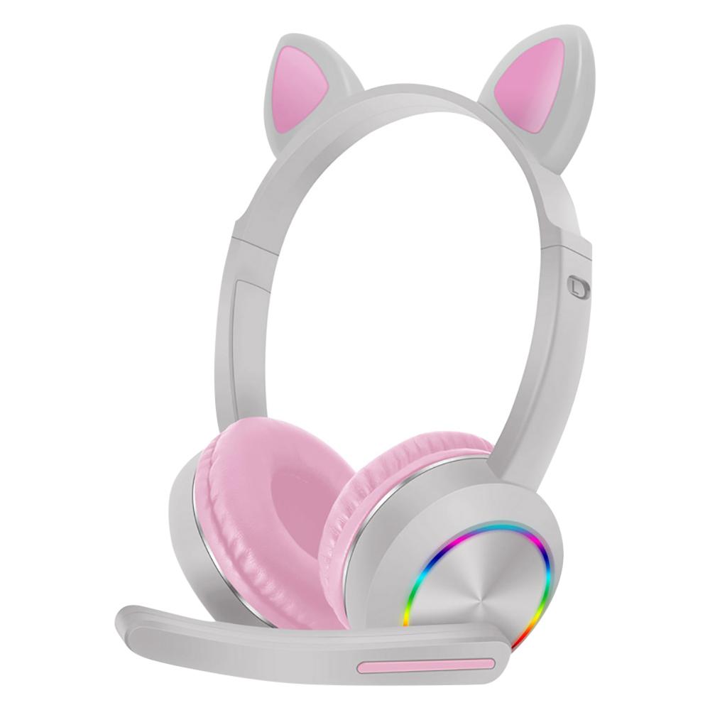 

New Cat Ear AKZ-K23 Wireless Bluetooth Headset for Children Learning Net Class With Wheat LED Light Up Ultra Battery Life сірий колір