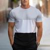2024 Summer New Fashion Splicing Printed Short-sleeved T-shirt Men's Round Neck Loose Breathable Tops Sports Fitness T-shirt