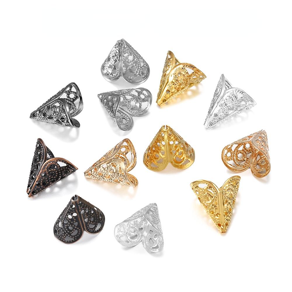 50 Stück 16 x 16 mm Perlenkappe, antike Charms, Blumenform, Anhänger für Schmuckherstellung, DIY-Ohrring, Halskette, Zubehör