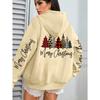 Merry Christmas Leopard Plaid Trees Prints Women Hoodies Loose Hoody All-Match Pocket Pullovers Autumn Hip Hop Streetwear