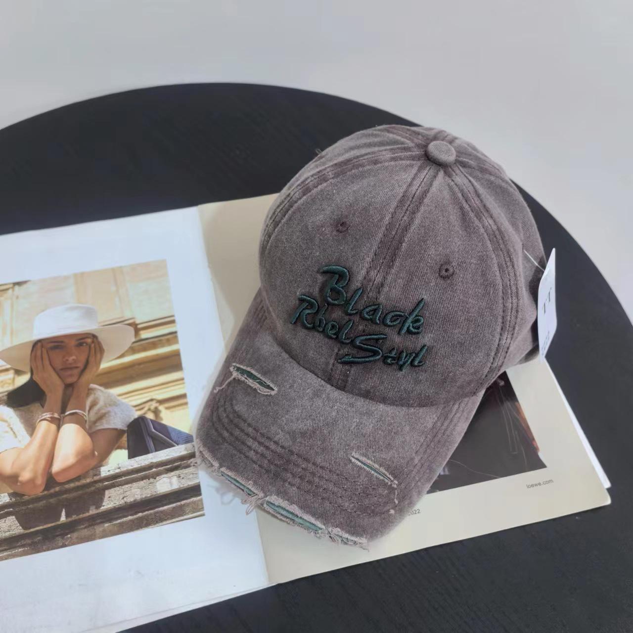 

Retro Baseball Cap Casual Four Seasons Versatile Sun Hat Tide Hat Men s Washed Duck Fragrant Hat Women s Embroidery M（56-58cm） темно-коричневого кольору