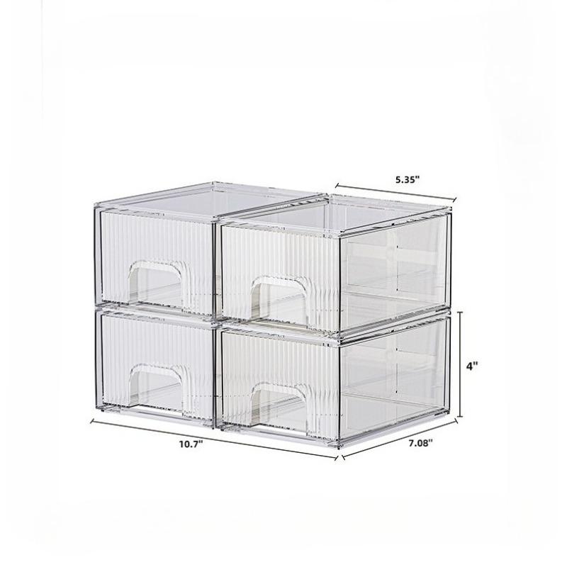 1Pc/2Pcs Acrylic Desktop Pull-out Organizer Transparent Jewelry Makeup Drawer Design Storage Box Office Desktop Stationery Box