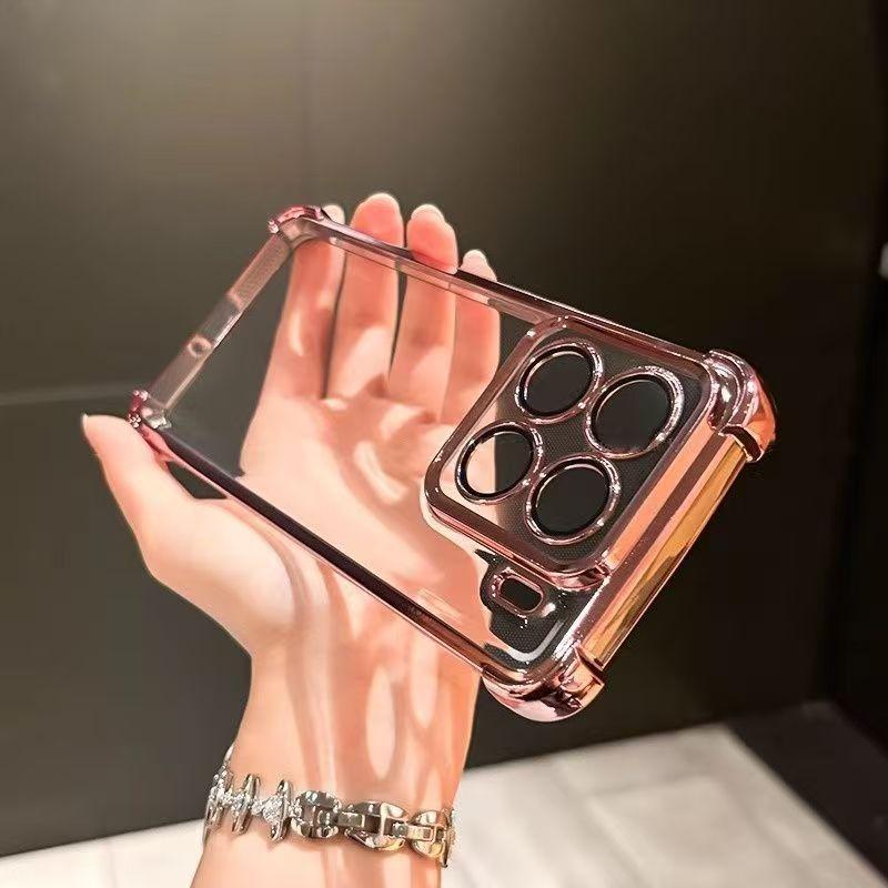 Samsung S25ultra Electroplated Mobile Phone Case Note20 Four Corner Airbag Anti Fall A73 Transparent A56 Protective Case