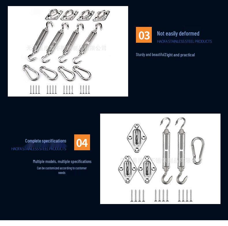 Stainless Steel Shade Sail Turnbuckle Set - Outdoor Hardware Accessories
