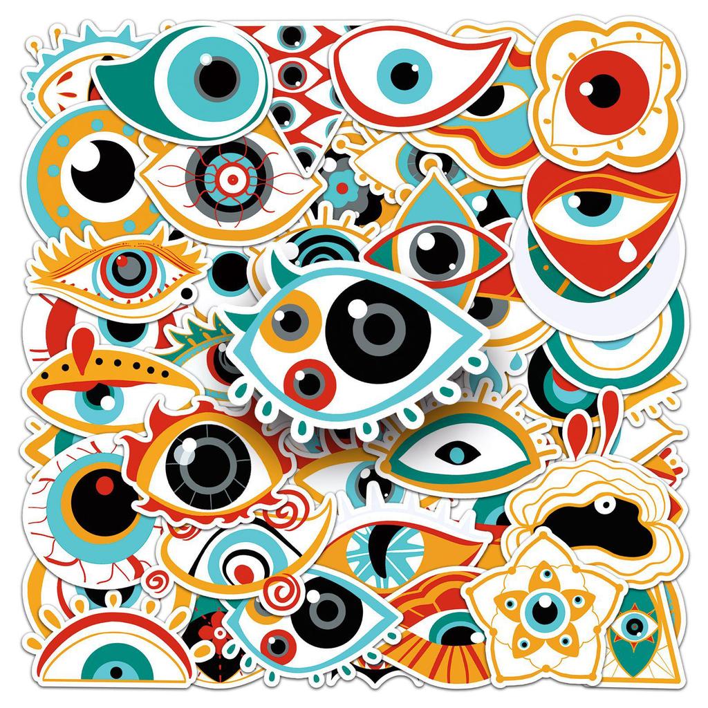 50-Piece Horror Demon Eye Halloween Waterproof Sticker Set for Notebooks