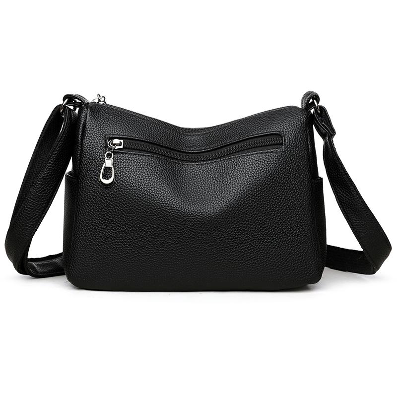 Lingge Women's Bag Soft Leather Crossbody Bag Middle-aged Mother's Bag Shoulder Bag