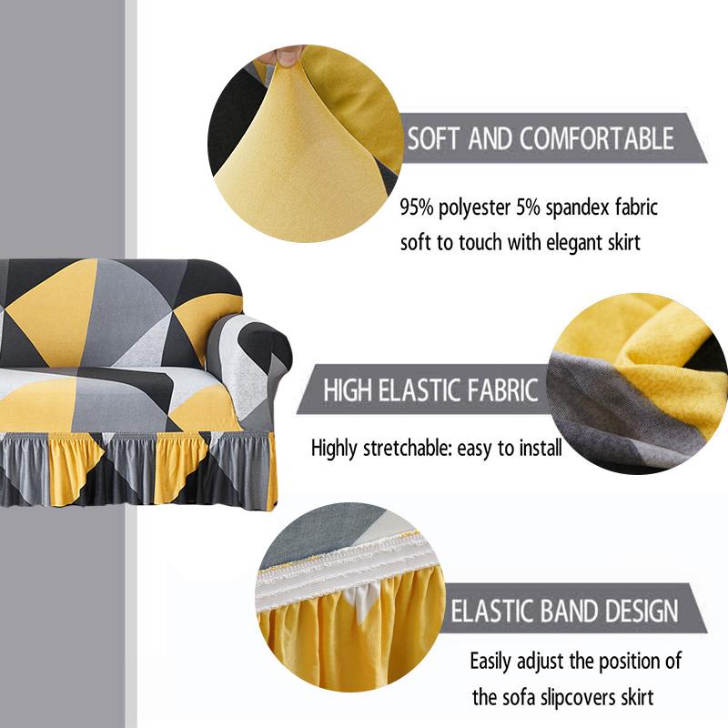 High Elastic Sofa Slipcover With Skirt Stretch Easy Fitted Armchair Sofa Cover for Living Room Furniture Protector Couch Cover