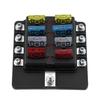 8 Way Blade Fuse Box Holder Fuse Blocks with LED Indicator 10Pcs Fuses 10Pcs Connector Terminals for Car Boat Marine
