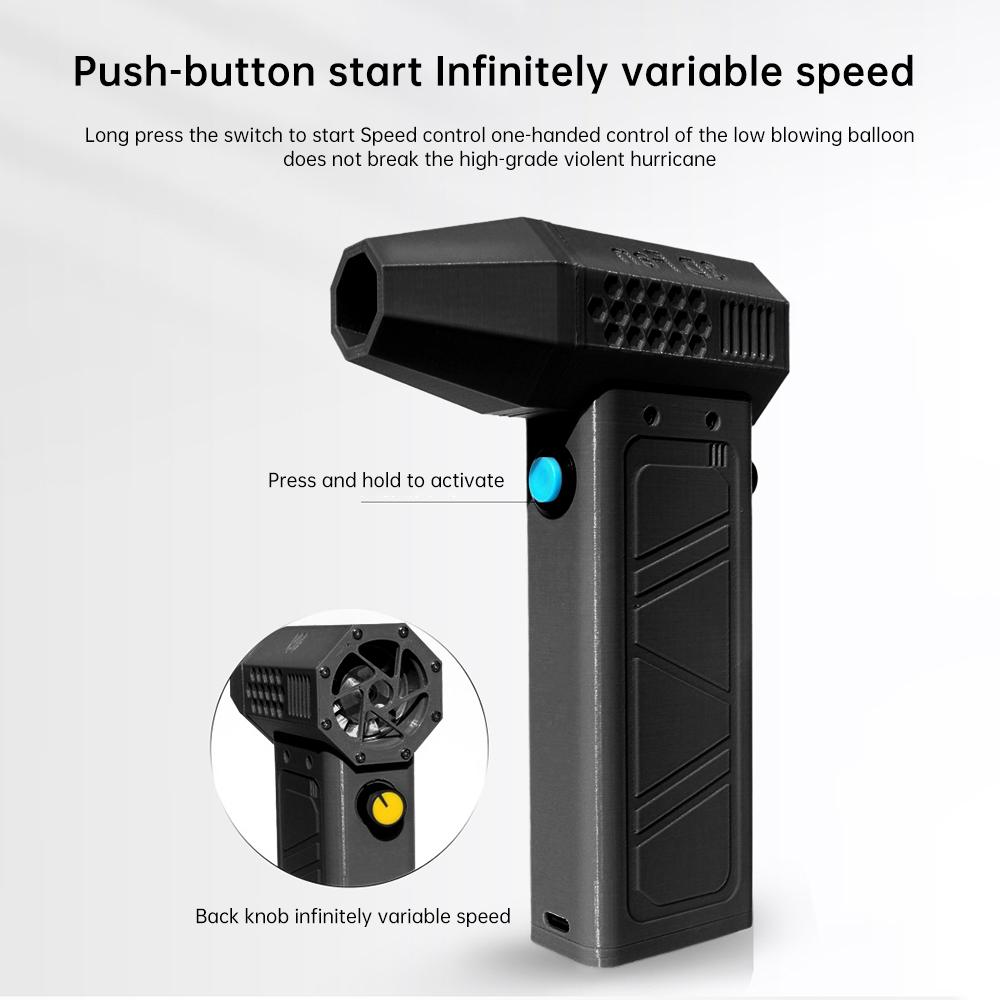 140,000 Turbo RPM Turbo Fan Infinitely Variable Brushless Motor 62m/s High-speed Handheld Violent Fan with Power Display