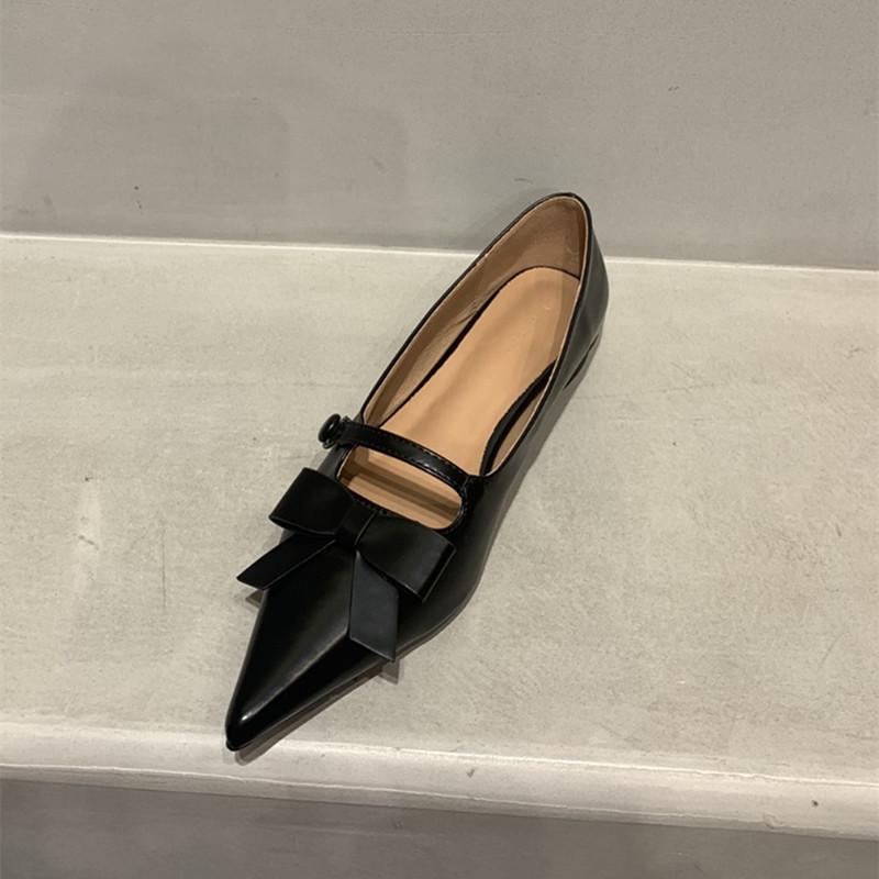 Fashion Bailamos 2025 Brand New Spring Flats Fashion Bow-knot Casual Loafers Pointed Toe Shallow Slip On Ladies Elegant Ballerina Shoes