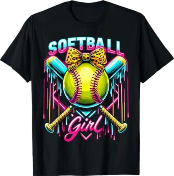 Softball Player Girl Ice Cream Softball Drip T-Shirt 3XL