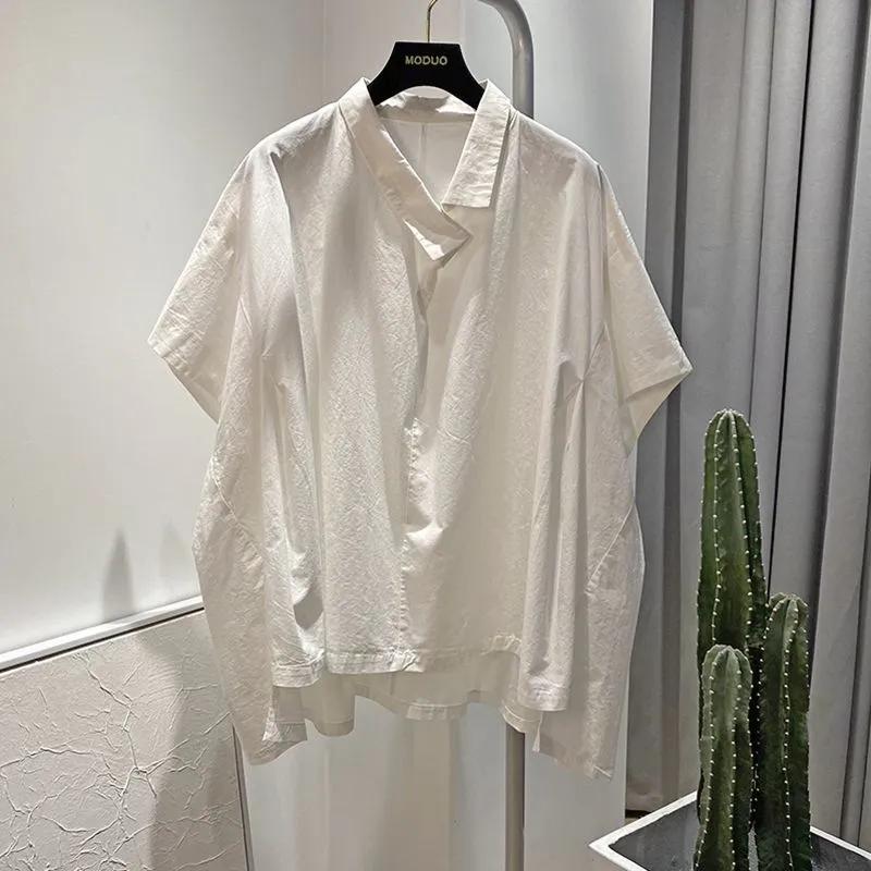 Dam Översized Kortärmad Skjorta Casual Lös Passform Enfärgad Blus Mångsidig Topp