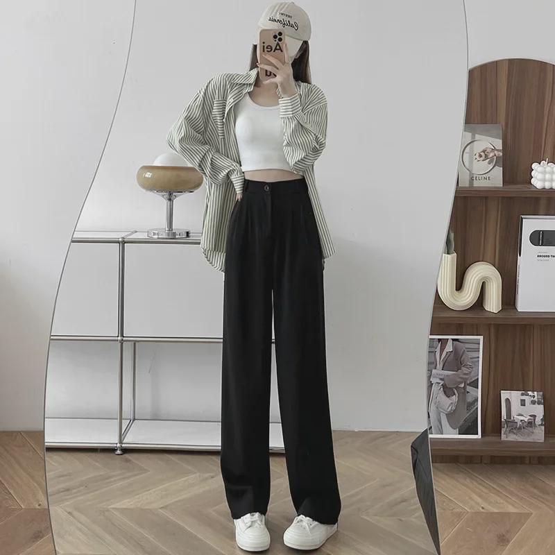

Plus-Size Loose Black Wide-Leg Drape Summer Trousers for Pear-Shaped Women 4XL чорний