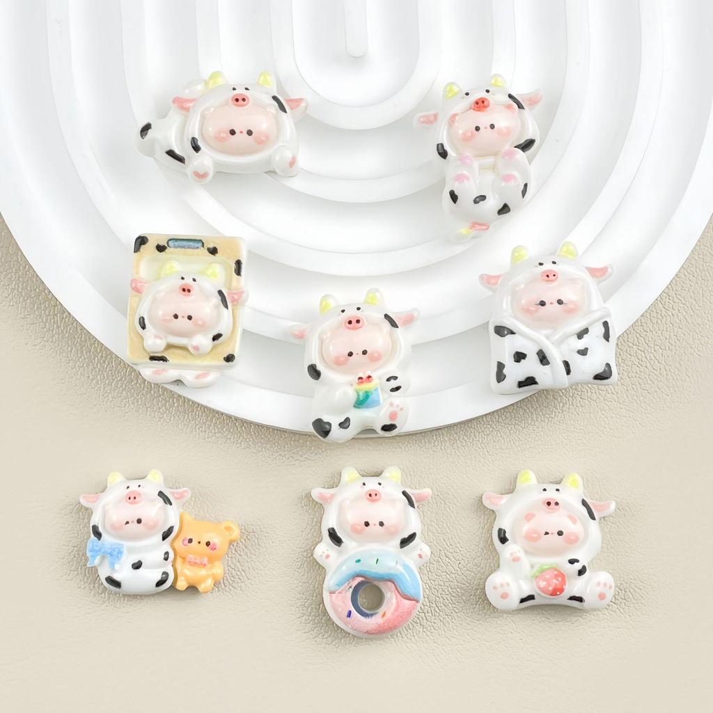 Cute Cow Baby Cartoon Handmade Resin Keychain Accessories