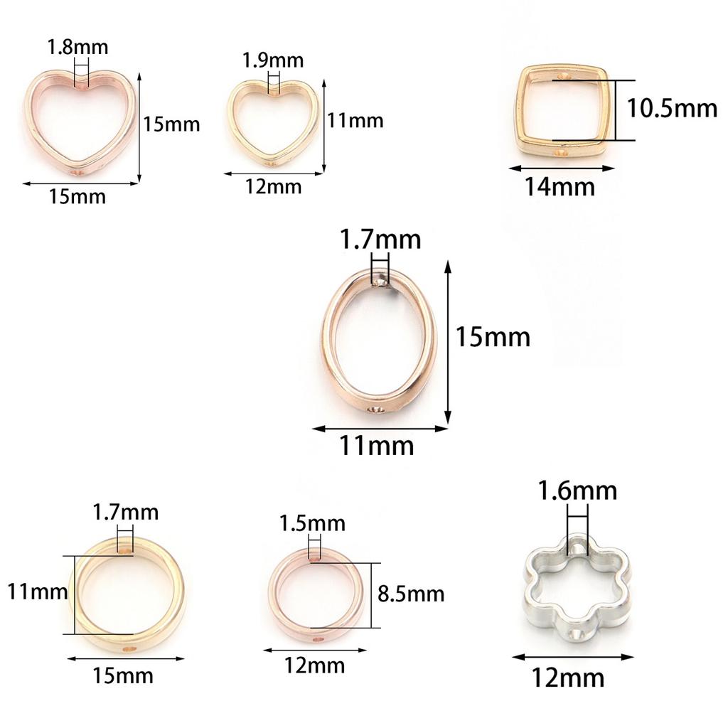 100 Stück 5 Stile Hohlrahmen Umwickelte Perlen CCB Mehrform Perlenverbinderringe für Schmuckherstellung DIY Armband Halskette Zubehör