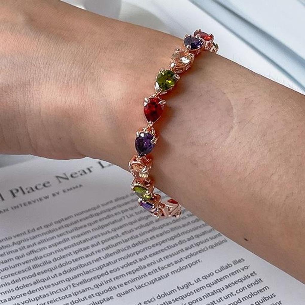 Women's Churi Waterdrop Raincolor Cubic Bracelet