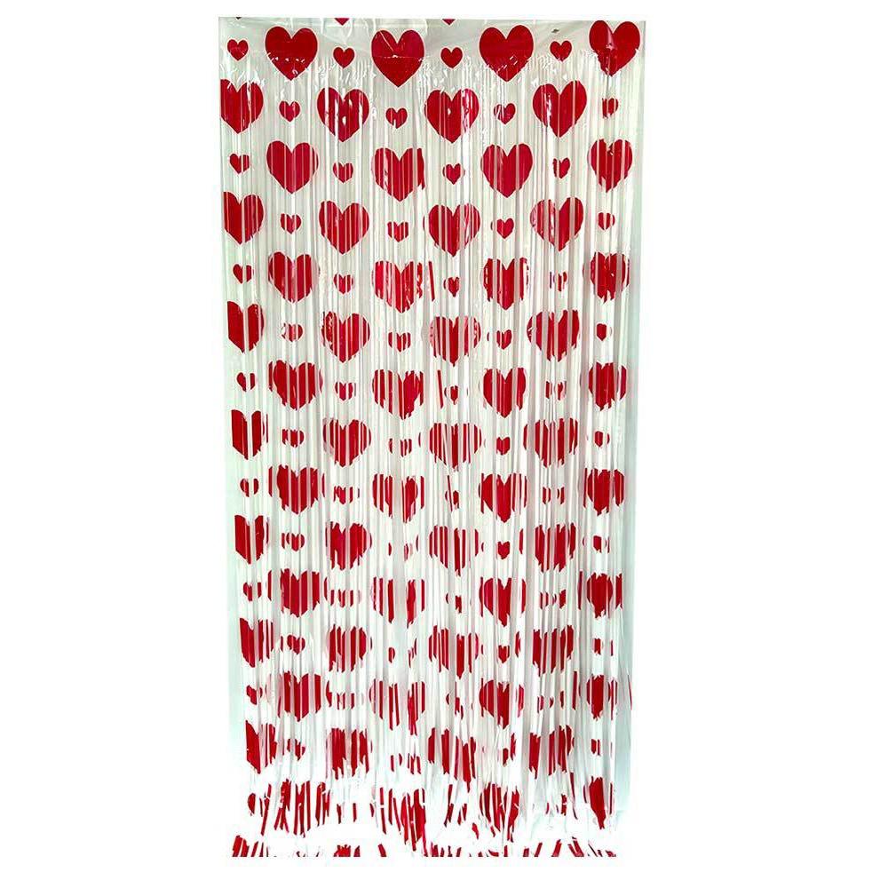 

Heart Pattern Love Rain Curtain Foldable Hanging Valentine s Day Party Backdrop Widely Application Self-adhesive