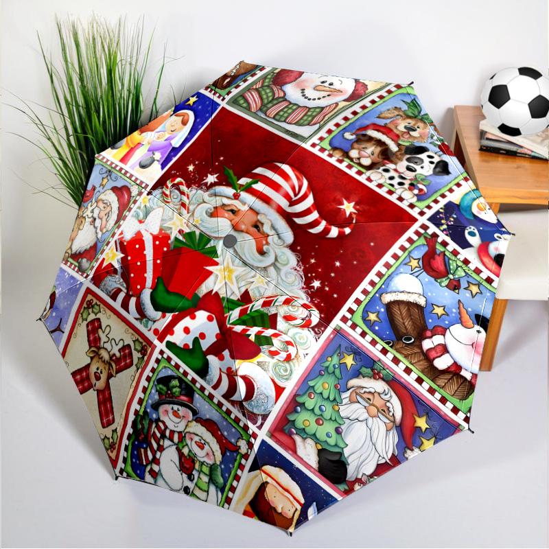 Santa Snowman Friendship Umbrella 8-Frame for Travel, Camping, Casual Lightweight Portable Umbrella, Essential for Every Family Holidays Gift
