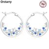 Orstarry 925 Silber Blauer Zirkon Sternenhimmel Ohrring Original Schmuck Creolen Damen Schmuck Party Trendige Geschenke