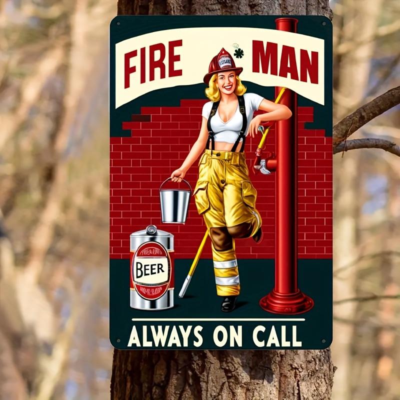 Ready to Go Firewoman Vintage Metal Tin Sign - Unique Wall Decor for Man Cave, Office, Bathroom - Metal - Perfect Gift Idea