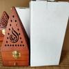 Pine Wood Incense Burning Box Fit for Hem Hollowed Antique Pyramid Incense Box Red Small
