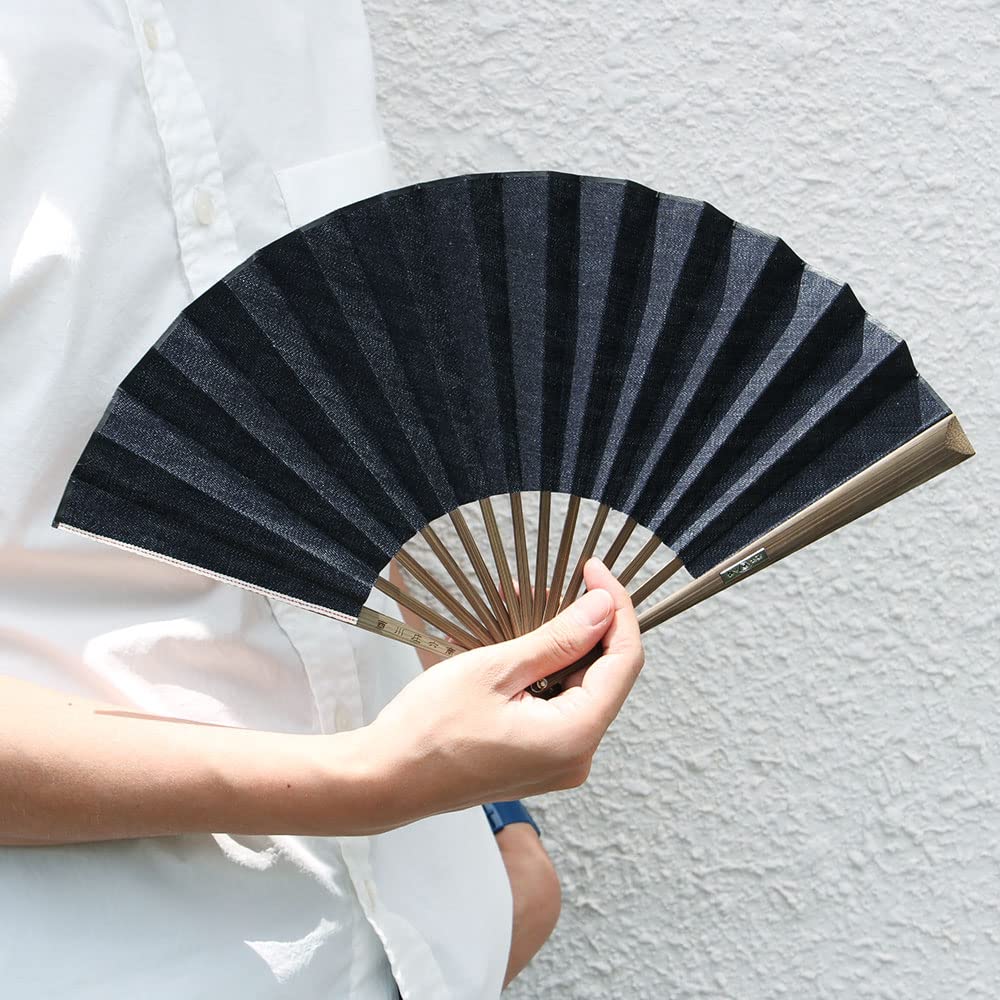 Denim Okayama Made in High Quality Cloth Nishikawa Shoroku Wrapped [Ginyanma] Men's Fan, Denim, Japan, Fan, Men's, Unisex, Shoten,