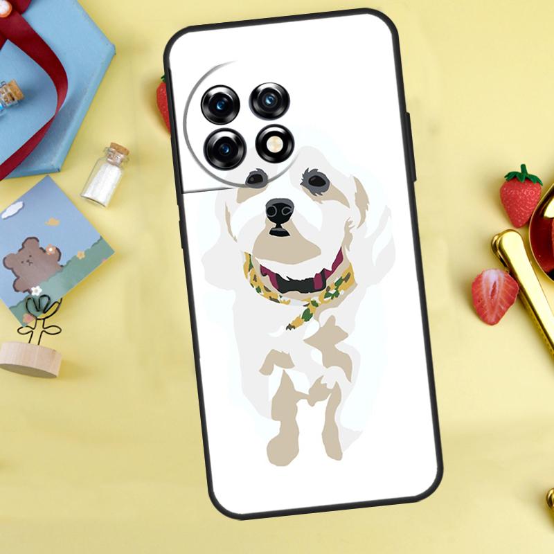 Cartoon Maltese Dog Case For OnePlus 13T 13R 12 12R 15 13 11 10 10T 8T Nord CE 2 3 4 Lite N20 N30 Nord 5 Cover